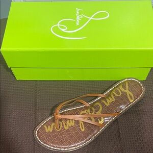 Sam Edelman Tan Crocodile-Pattern Sandals